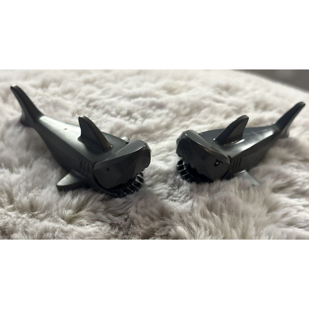 x2 LEGO® Animal Water Dark Bluish  Gray Shark Rounded Nose Mouth Opens